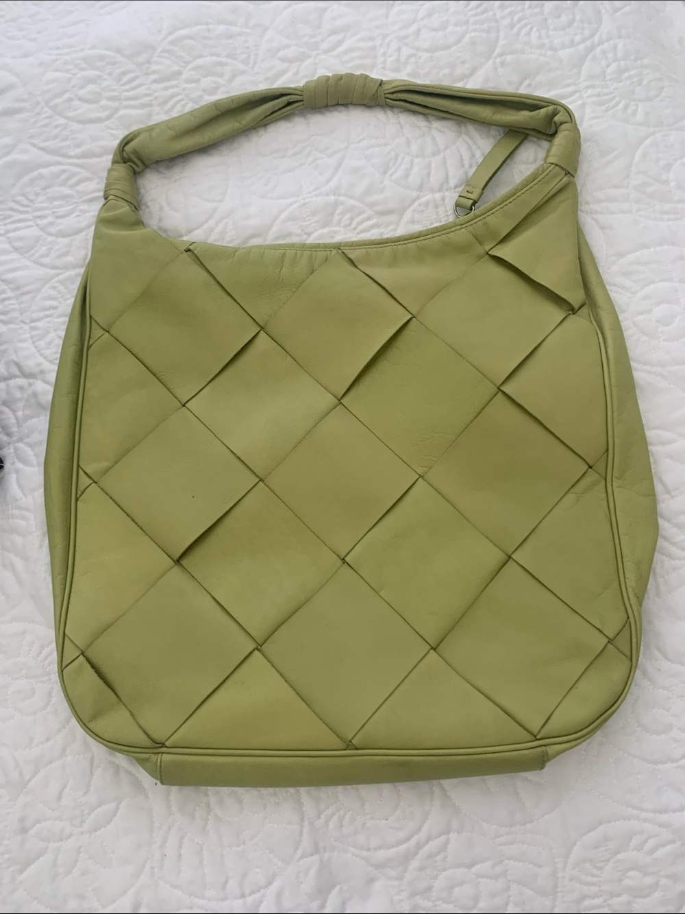 Woven Shoulder Bag in Olive Green